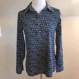 NWT, Ann Taylor, ‘Birds on a Wire’ Blue Blouse!